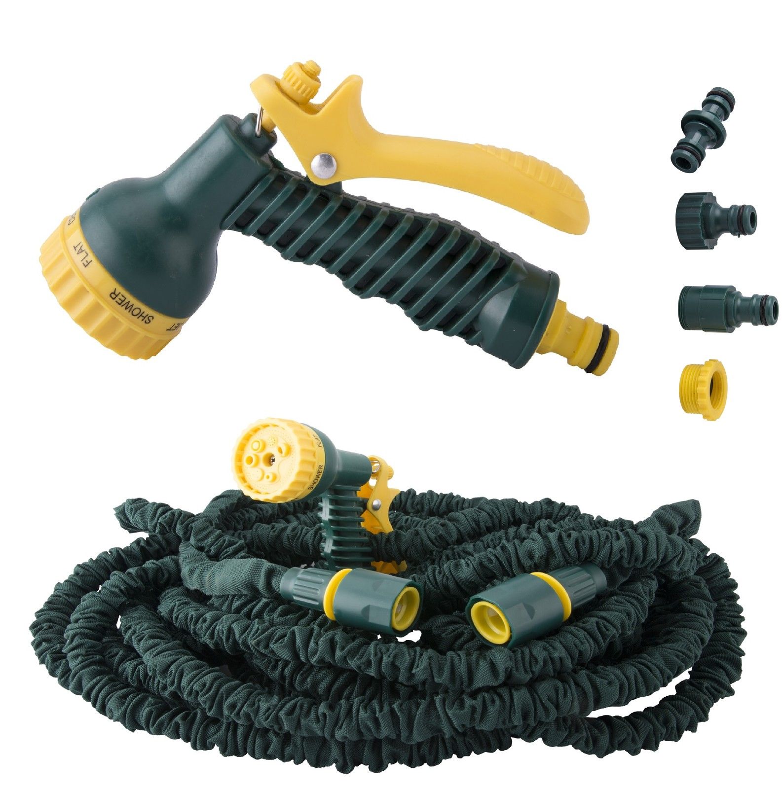 QWORK Gartenschlauch 30m Erweiterbar - Flexibler Wasserschlauch Mit 7-Funktions-Spritzpistole